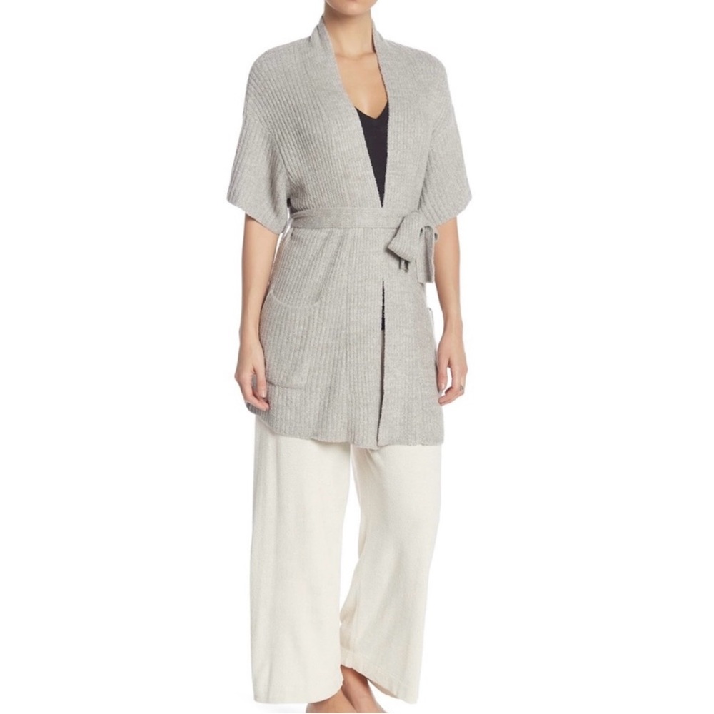NWT Barefoot Dreams CozyChic Lite Knit Ribbed Belted Kimono Cardigan, Size M
